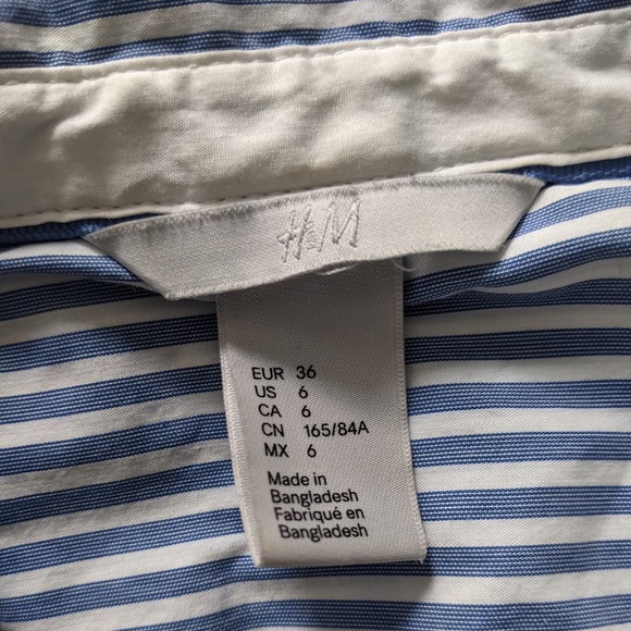 H&M half button up striped blouse top with some stretch - Picture 4 of 4